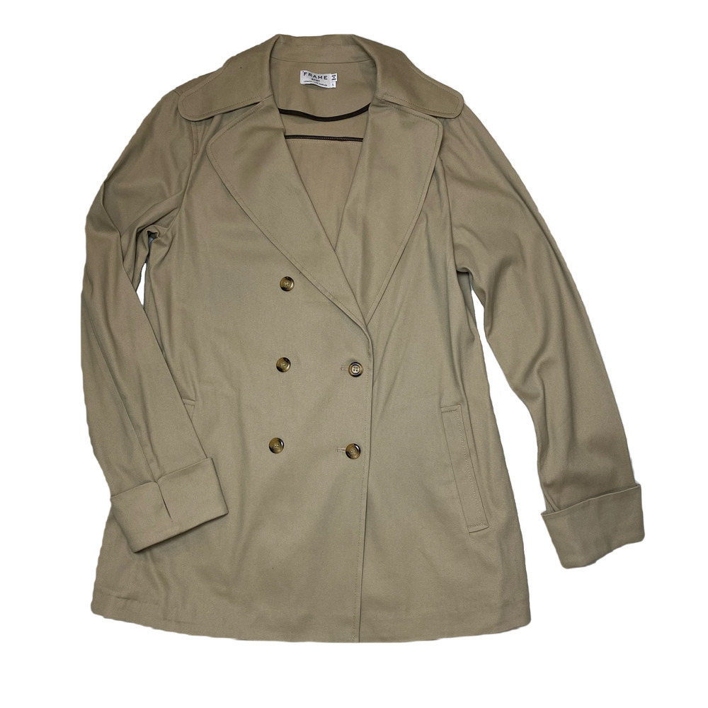 FRAME Tan Double Breast Trench Style Jacket Size Large